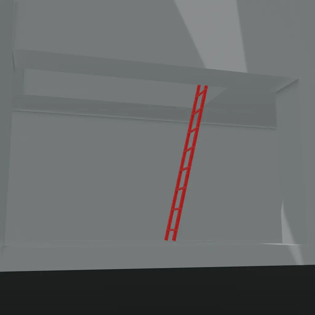 A 3D render showing a greybox scene with a red highlight
